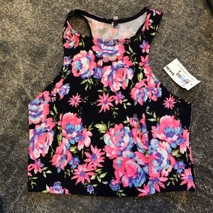 NWT floral neon crop top